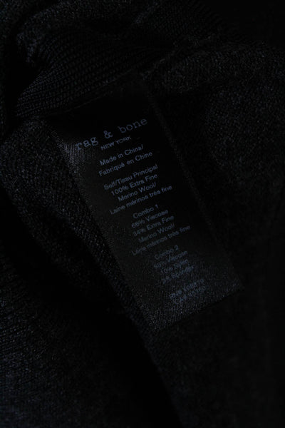 Rag & Bone Womens Merino Wool Tight-Knit V-Neck Long Sleeve Shirt Gray Size XS