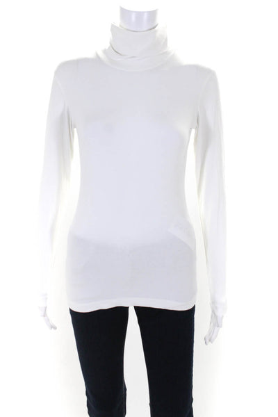 Anatomie Womens Long Sleeves Pullover Turtleneck Shirt White Size Small