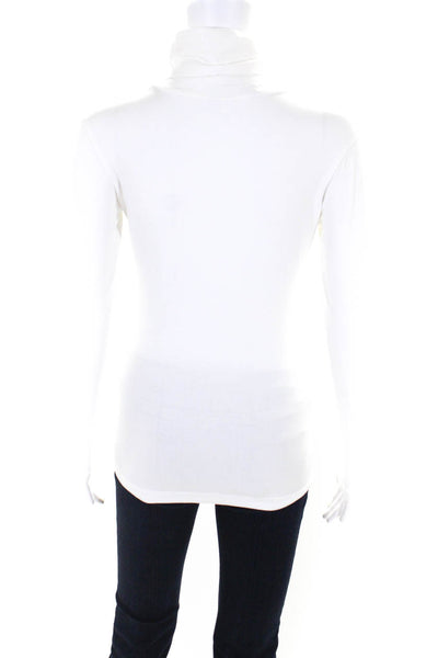 Anatomie Womens Long Sleeves Pullover Turtleneck Shirt White Size Small