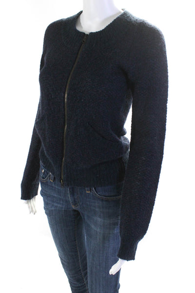 Steven Alan Womens Spotted Print Long Sleeve Full Zip Sweater Navy Blue Size PP