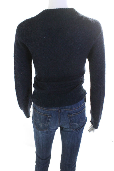 Steven Alan Womens Spotted Print Long Sleeve Full Zip Sweater Navy Blue Size PP