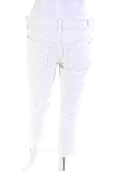 7 For All Mankind Womens Cotton Denim Straight Leg Ankle Jeans White Size 28