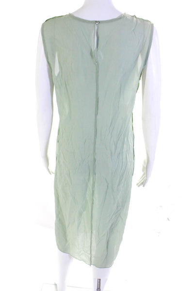 Calvin Klein Womens Sage Green Sheer Crew Neck Sleeveless A-Line Dress Size 8/44