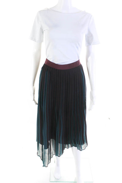 By Malene Birger Womens Lined Layered Pleated Zip Up Maxi Skirt Burgundy 42