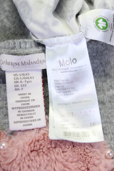 Catherine Malandrino Molo Girls' Fluffy Heart Knit Top Gray Size 6 5, Lot 2
