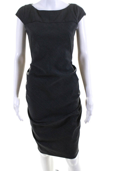 Cynthia Steffe Womens Wool Woven Cap Sleeve Knee Length Sheath Dress Gray Size 0