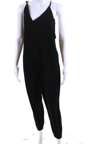 Bobi Womens Jersey Knit Cotton V-Neck Sleeveless Jumpsuit Black Size XS