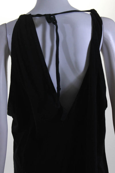 Bobi Womens Jersey Knit Cotton V-Neck Sleeveless Jumpsuit Black Size XS