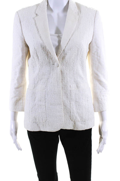 The Row Womens Linen Textured Woven Button Up Blazer Jacket Ivory Size 6