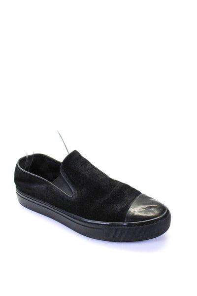 Vince Women's Suede Leather Trim Slip On Flat Sneakers Black Size 9