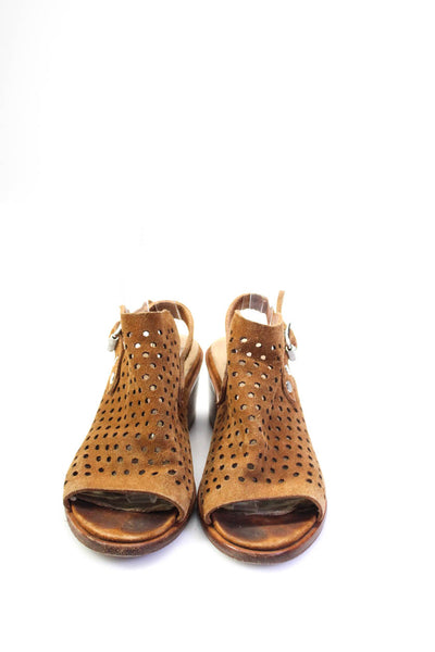 Rag & Bone Womens Mesh Textured Open Toe Buckled Block Heels Brown Size EUR36.5