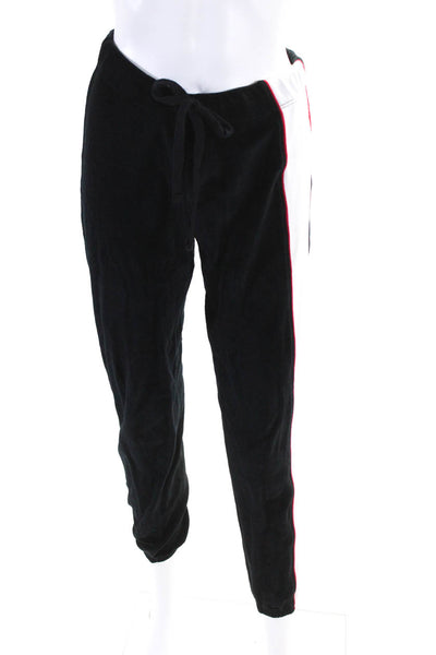 Wesley Womens Cotton Colorblock Striped Elastic Waist Sweatpants Black Size S