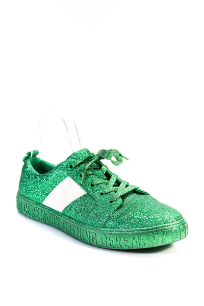 Opening Ceremony Womens Lace Up Low Top Sneakers Green Metallic Size 40 10