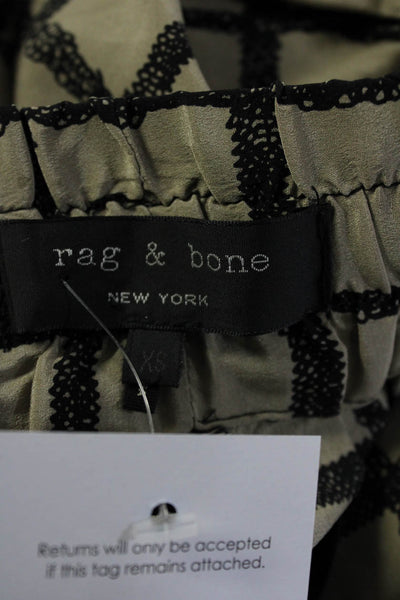 Rag & Bone Womens Silk Crepe Plaid Drawstring Waist Casual Pants Beige Size XS