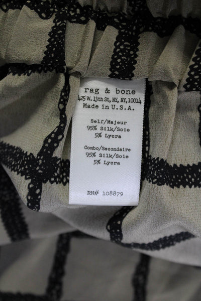 Rag & Bone Womens Silk Crepe Plaid Drawstring Waist Casual Pants Beige Size XS
