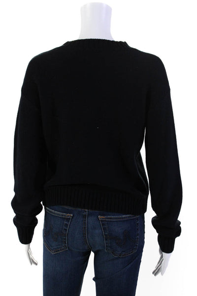 Bec & Bridge Womens Cotton Knit Lace Up Crew Neck Sweater Top Navy Blue Size 2