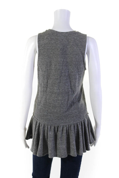 Nation LTD x Intermix Womens Jersey Knit Ruffled Tank Top T-Shirt Gray Size XS