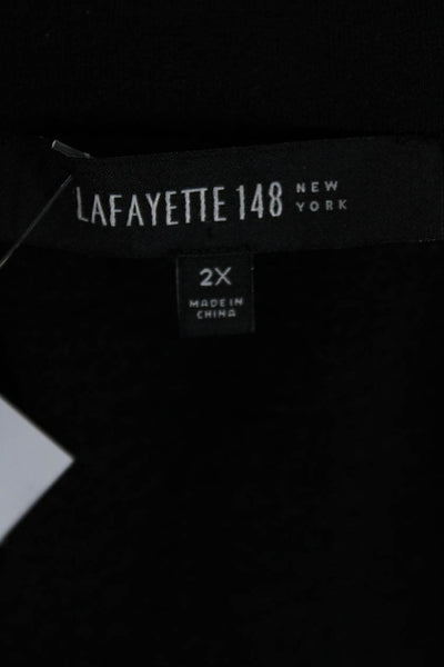 Lafayette 148 New York Womens Front Zip Mock Neck Vest Jacket Black Size 2X