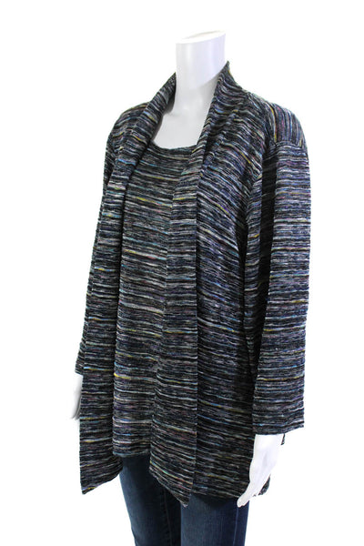 Andria Lieu Womens Open Front Cardigan Sweater Top Twinset Multicolored Size 2X