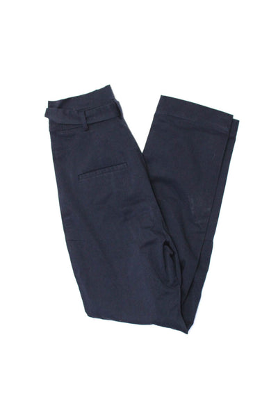 Les Coyotes De Paris Girls Cotton Paper Bag Waist Pants Navy Blue Size 12