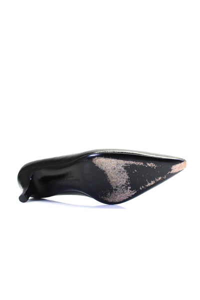 Salvatore Ferragamo Womens Pointed Toe Kitten Heels Slip-On Pumps Black Size 7.5