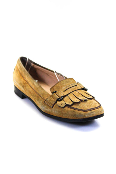 Tods Womens Buckled Tassel Apron Toe Slip-On Driving Loafers Yellow Size EUR39