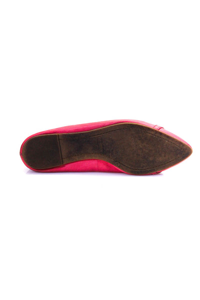 Coach Womens Leather Monogram Buckled Pointed Toe Slip-On Flats Pink Size 8.5