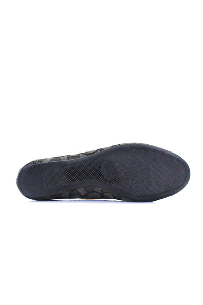 Coach Womens Monogram Print Round Cap Toe Slip-On Darted Flats Black Size 9