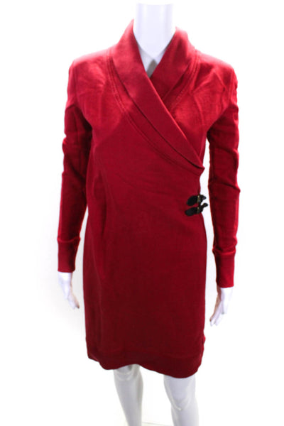 Lauren Ralph Lauren Womens Red Cotton Cowl Neck Long Sleeve Shift Dress Size XS