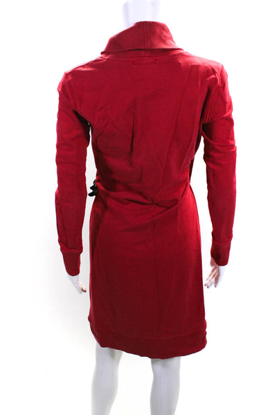 Lauren Ralph Lauren Womens Red Cotton Cowl Neck Long Sleeve Shift Dress Size XS