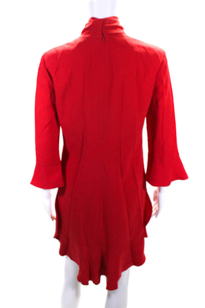 Karen Millen Womens Red High Neck Tie Back Long Sleeve A-Line Dress Size 6