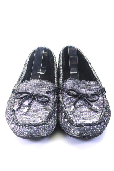 Michael Michael Kors Womens Silver Glitter Slip On Loafer Slipper Size 8.5