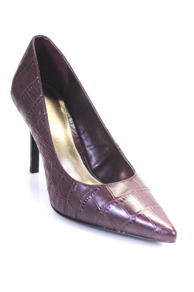 Lauren Ralph Lauren Womens Maroon Reptile Skin Print Leather Pump Shoes Size 8.5