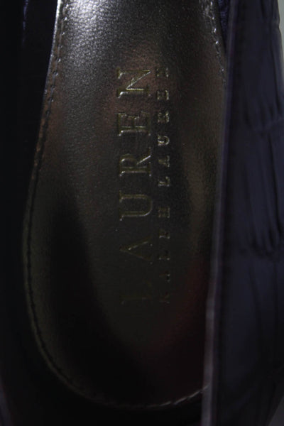 Lauren Ralph Lauren Womens Maroon Reptile Skin Print Leather Pump Shoes Size 8.5