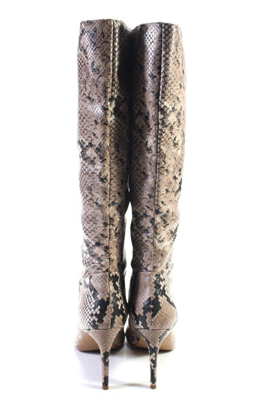 Steve Madden Womens Animal Print Stiletto Heels Knee-Length Boots Pink Size 11