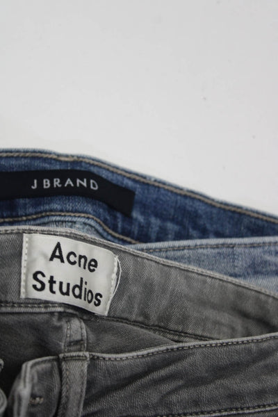 J Brand Acne Studios Womens Cotton Buttoned Skinny Leg Jeans Blue Size 25 Lot 2