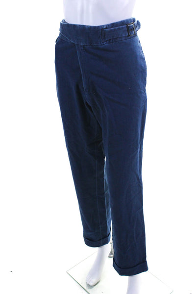Cremieux Womens Cotton Buckled Button Straight Cuffed Hem Jeans Blue Size EUR54