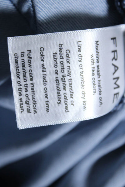 Frame Womens Cotton Buttoned Straight Leg Light Wash Jeans Blue Size EUR34