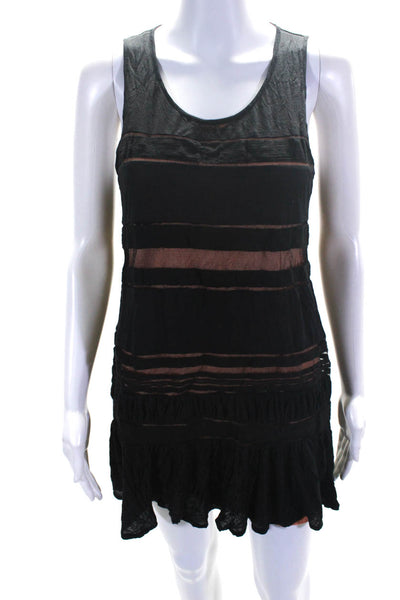 Theory Women's Sleeveless Scoop Neck Striped Shift Dress Black Size S