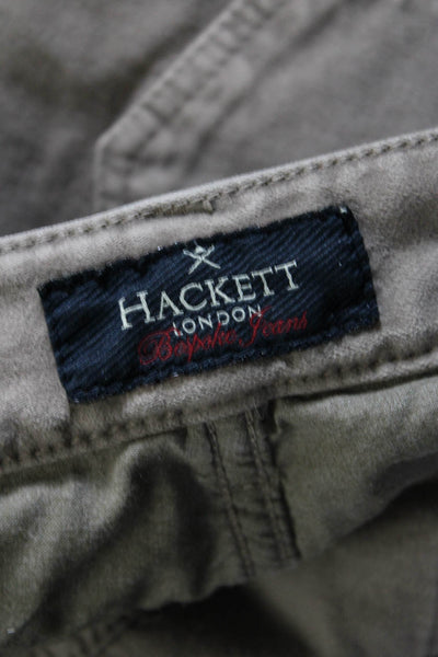 Hackett London Mens Button Up Slim Leg Trinity Pants Taupe Beige Cotton Size 34