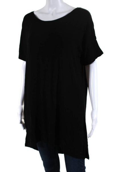 Recliner Women's Short Sleeve Scoop Neck Long Line Tunic T-shirt Black Size S