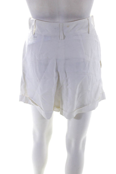 Ronny Kobo Womens High Waist Grosgrain Pleated Wide Leg Shorts White Size Small