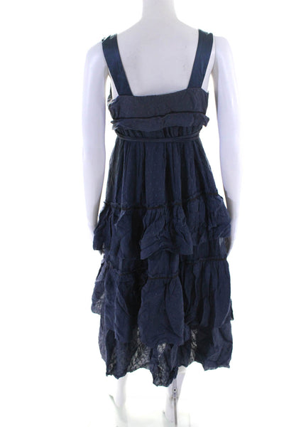 Cass Guy Womens Chiffon Fil Coupe Sleeveless Midi Wrap Dress Blue Size Small