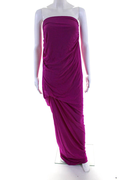 Cut25 Womens One Shoulder Draped Matte Jersey Maxi Dress Gown Pink Size Small