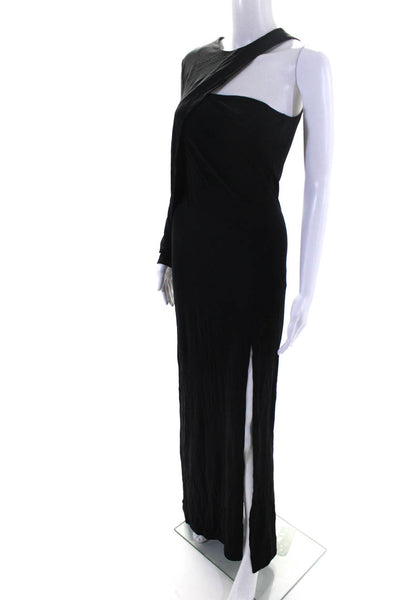 Cut25 Womens One Shoulder Crossover Long Sleeve Gown Maxi Dress Black Size Small