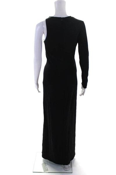 Cut25 Womens One Shoulder Crossover Long Sleeve Gown Maxi Dress Black Size Small