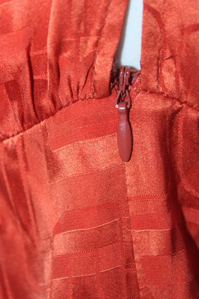 Ronny Kobo Womens Long Sleeve Satin Jacquard Mini Wrap Dress Orange Size XS