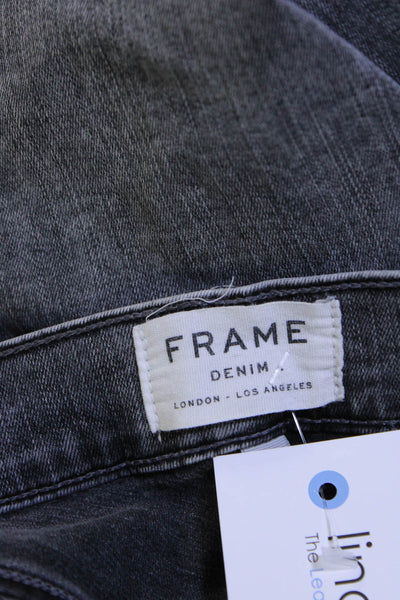Frame Denim Womens Cotton Fringe Hem Mid-Rise Skinny Leg Jeans Gray Size 26
