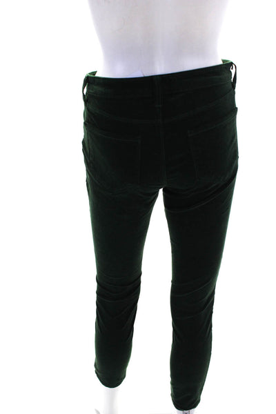 L'Agence Womens Cotton Velvet Mid-Rise Skinny Leg Jeans Pants Green Size 27