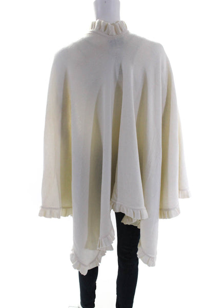 Escorpion Womens Wool Tight-Knit Ruffled Hem Wrap Sweater Ivory White Size S